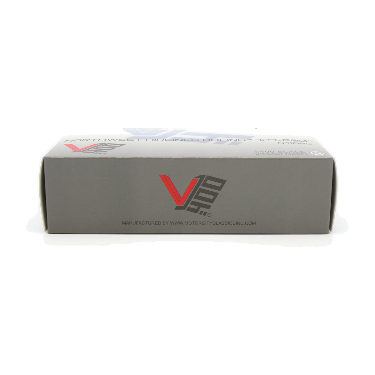 V1:400 1:400 scale Northwest Airlines Boeing 727-200 N716RC diecast model - packaging end panel