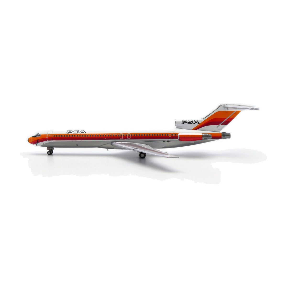 V1:400 1:400 scale PSA Boeing 727-200 Orange N535PS diecast model - left side profile