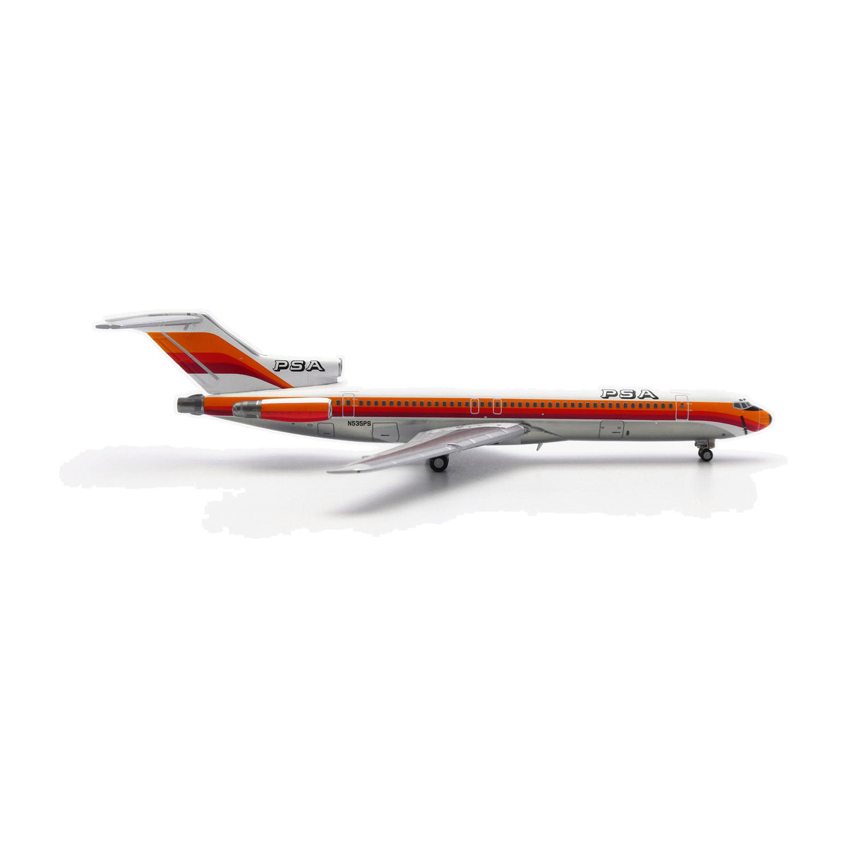 V1:400 1:400 scale PSA Boeing 727-200 Orange N535PS diecast model - right side profile