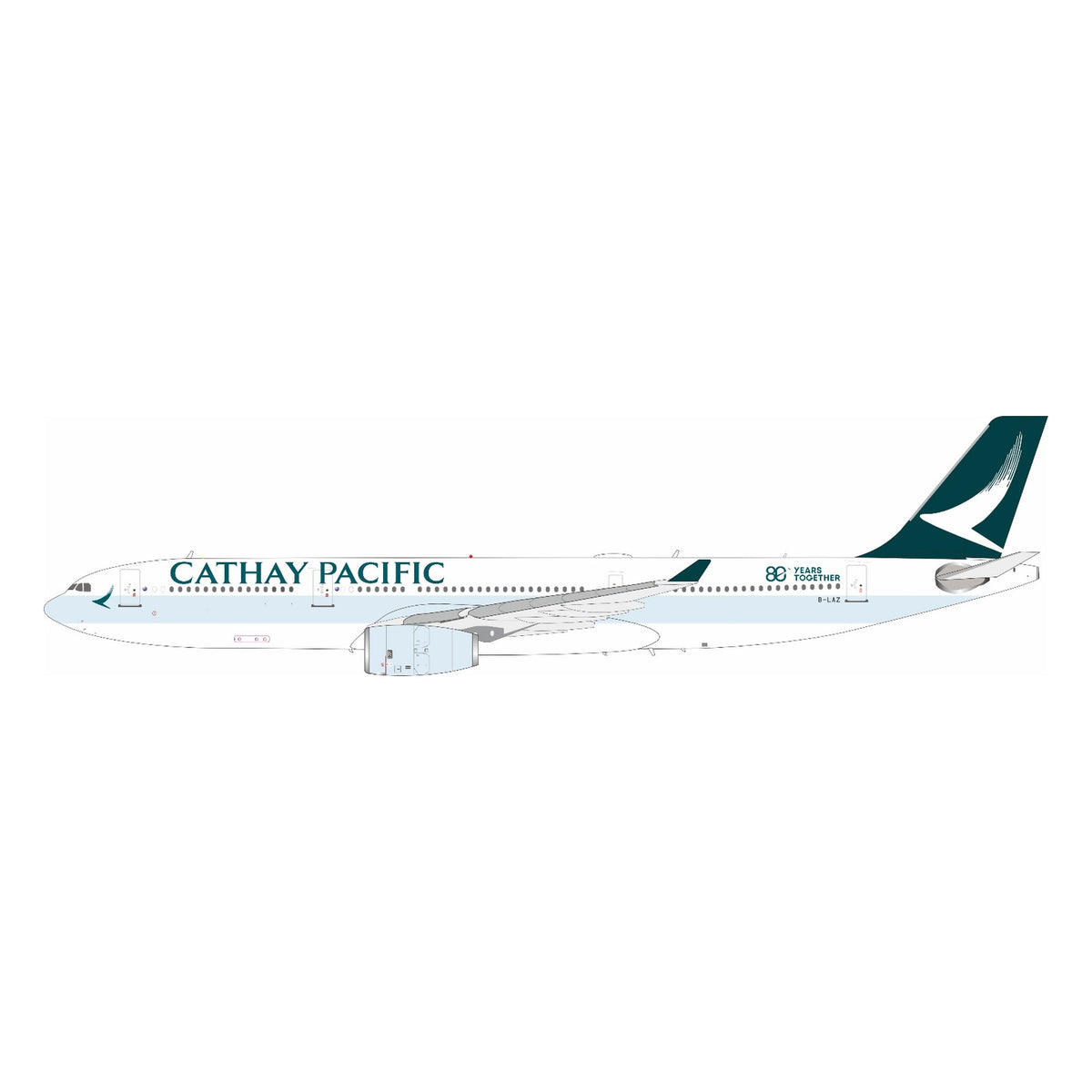 Pre-Order JFox WB-A330-3-009 1:200 A330-343 Cathay Pacific - Big title - "80 Year together" - B-LAZ