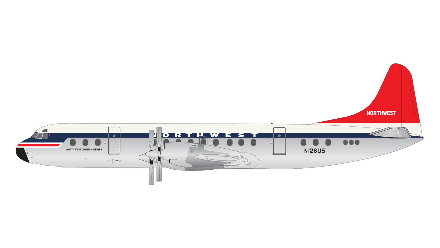 Pre-Order Gemini Jets GJNWA2125 1:400 Northwest Orient Airlines Lockheed L-188C Electra