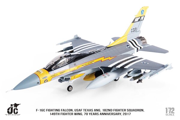 JC Wings JCW-72-F16-013 1:72 F-16C Fighting USAF 149th FW, 182nd FS TX ANG, #86-0321, Joint Base San Antonio, TX, Squadron 70th Anniversary 2017