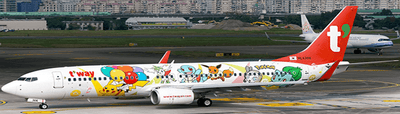 Pre - Order Jc Wings SA4TWB021 1:400 T'Way Air Boeing 737 - 800 "Pikachu Jet TW"